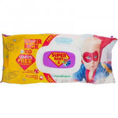 SUPER BABY Серветки вологі SuperPack ромашка та алоє 120шт