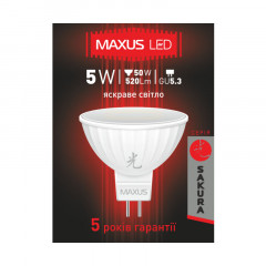 MAXUS Лампа світлодіодна MR16 5W 4100K 220V GU5.3 AP 1-LED-400-01